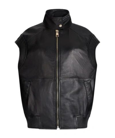 LIU •JO ZIP-FRONT LEATHER VEST