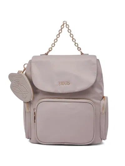Liu •jo Zip-pocket Backpack In Neutral
