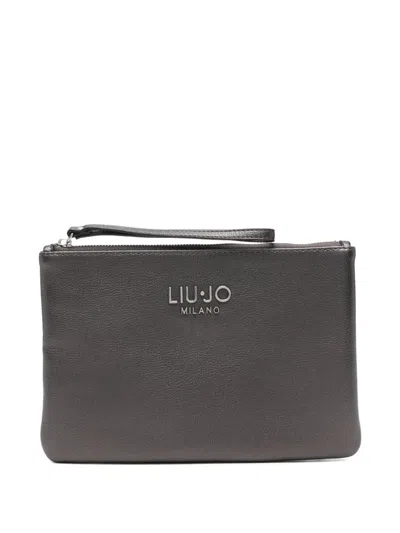 Liu •jo Zip-top Clutch Bag In Gray