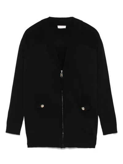 Liu •jo Zip-up Cardigan In Black