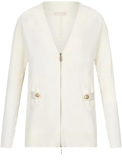 Liu •jo Zip-up Cardigan In White