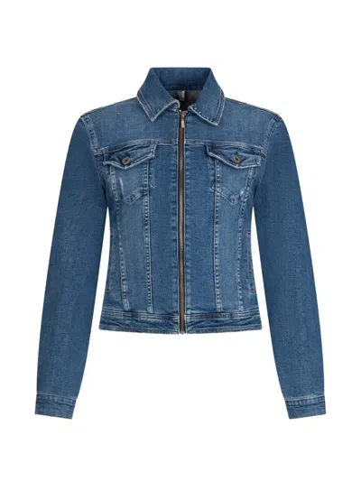 Liu •jo Zip-up Denim Jacket In Blue