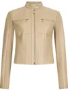 Liu •jo Zip-up Leather Jacket In Neutrals