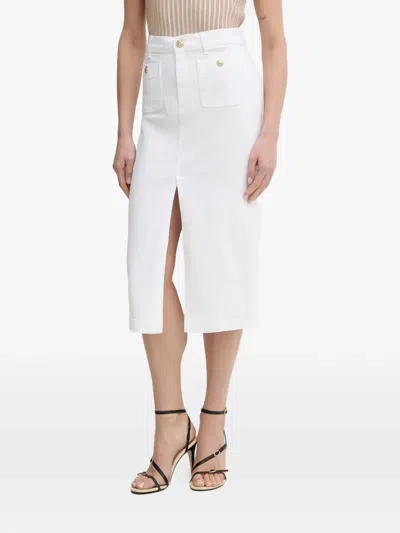 Liu •jo Zip-up Midi Skirt In White