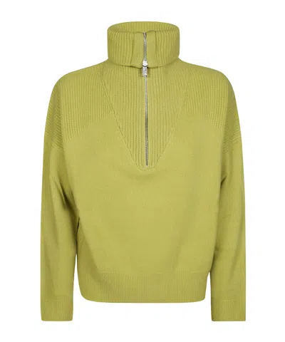 Liu •jo Liu Jo Zip-up Roll Neck Jumper In Green