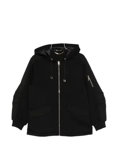 Liu •jo Zip-back Hooded Jacket In Black
