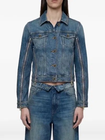 Liu •jo Zip-detail Denim Jacket In Blue