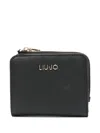 Liu •jo Black Wallet In Faux Leather With Zip In Black