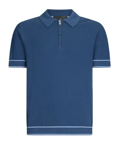 Liu •jo Zipper Mesh Polo Shirt In Blue