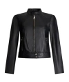 Liu •jo Zippered Leather Biker Jacket In Black