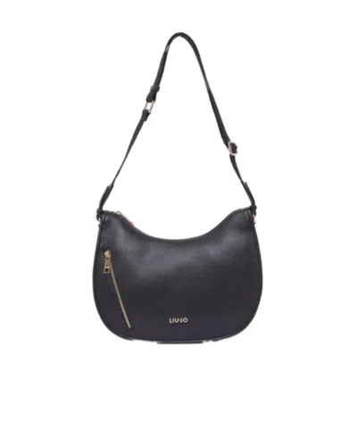 Liu •jo Zippered Shoulder Bag In Black