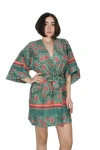 Liujo-beachwear Liu.jo Beachwear - S9733 Kaftano Beach Cachemire Fol.green Va2096ts009 In Green