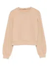 Liujo Beige Cotton Crewneck Sweatshirt  In Nude