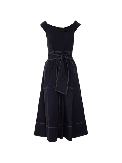 Liujo Black Dress With Visible White Stitching