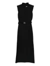 Liujo Black Midi Dress With Belt And Slit  In Black