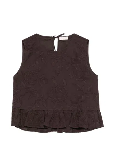 Liujo Jeans Blu Con Ruches In Vita  In Burgundy