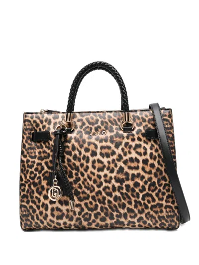 Liujo Borsa A Mano Tote Con Stampa Animalier  In Brown
