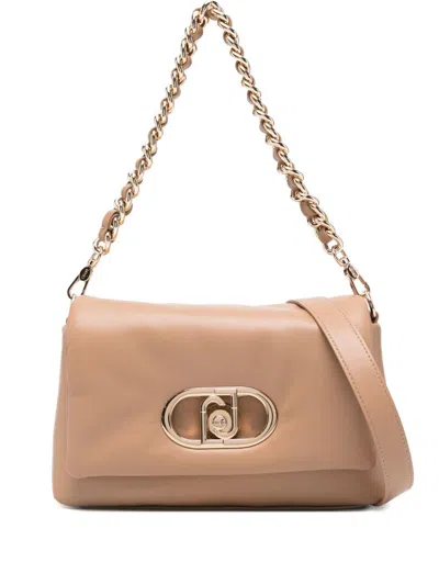 Liujo Borsa A Tracolla Cammello Con Logo  In Pink