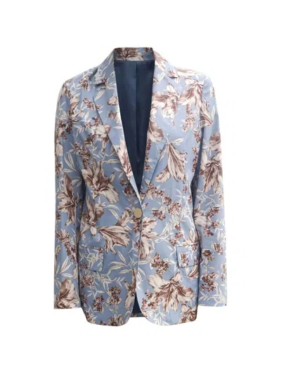 Liujo Brown And Blue Floral Print Blazer Jacket