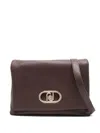 Liujo Brown Shoulder Bag With Logo  In Burgundy