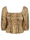 Liujo Camicia Scollo Quadrato Maculato In Brown