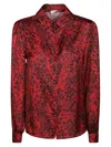 Liujo Snake Print Button-down Shirt With Glossy Finish In Red