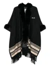 Liujo Cape With Faux Fur  In Black