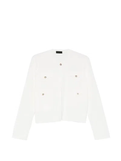 Liujo Cardigan Bianco Con Tasche E Bottoni Dorati  In White
