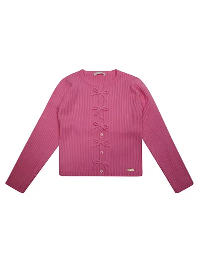 Liujo Cardigan Con Fiocchetti In Fuchsia