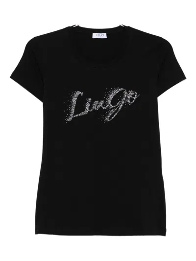 Liujo Crew Neck T-shirt With Rhinestones