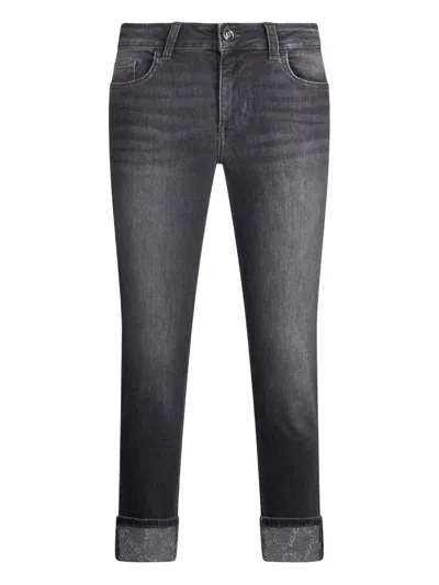 Liujo Dunkelgraue Jeans Mit Umschlag  In Blue
