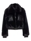 Liujo Faux Fur And Leather Jacket  In Black