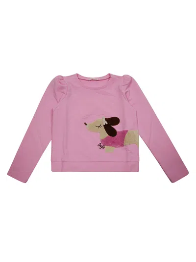 Liujo Felpa Girocollo Con Bassotto In Fuchsia