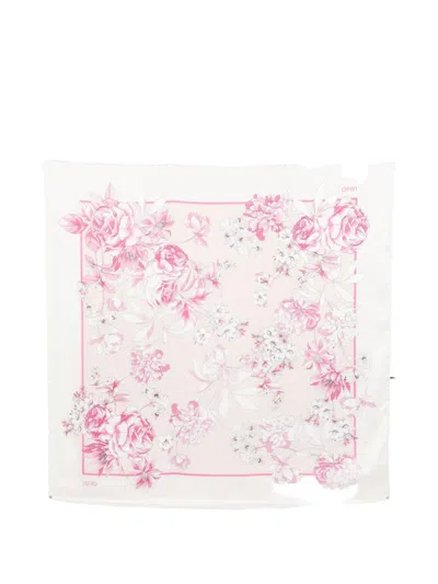Liujo Foulard Sciarpa Con Stampa Floreale Rosa  In Pink