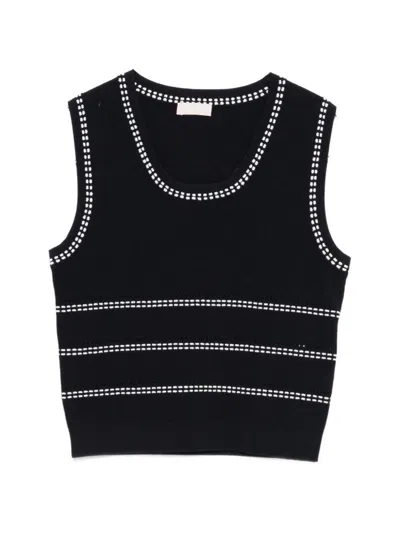 Liujo Gilet Blu Con Dettagli Cuciture Bianche