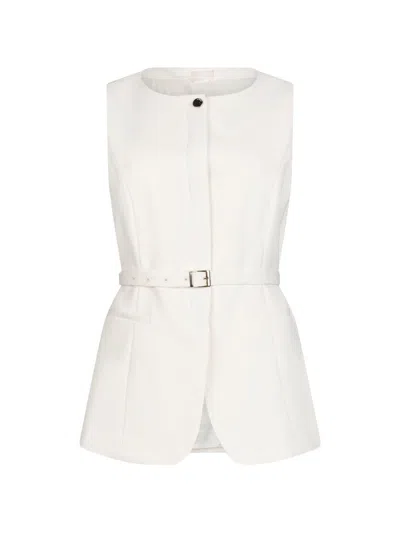 Liujo Gilet Panna Con Cintura In Vita