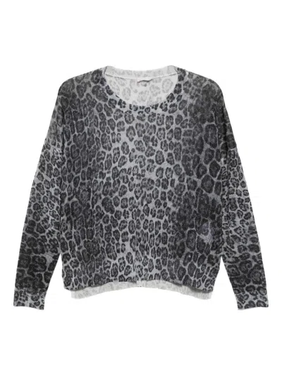 Liujo Grauer Animalier-pullover  In Black