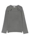 Liujo Grauer Gerippter Rundhalspullover  In Gray
