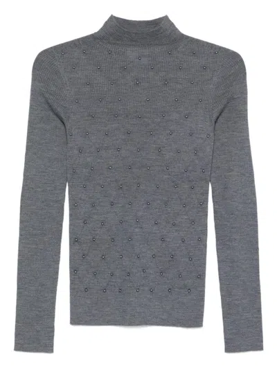 Liujo Grauer Rollkragenpullover Aus Wolle  In Gray