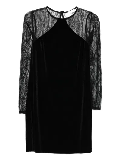 Liujo Kurzes Schwarzes Kleid Mit Spitzeneinsätzen  In Blue