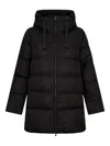 Liujo Lange Schwarze Daunenjacke Mit Kapuze