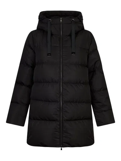 Liujo Lange Schwarze Daunenjacke Mit Kapuze