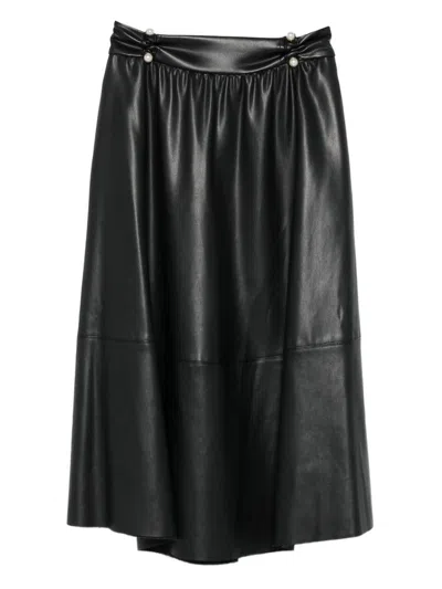 Liujo Leather-effect Midi Skirt  In Black