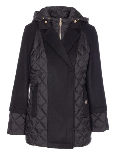 Liujo Long Black Quilted Down Jacket  In Multi