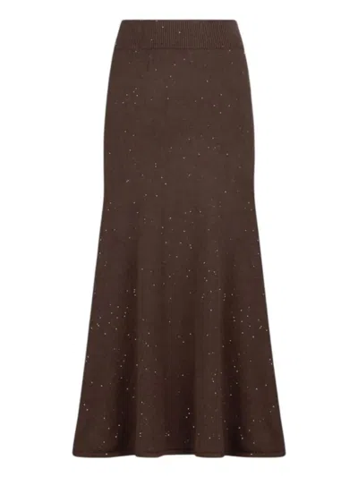 Liujo Long Brown Knitted Skirt