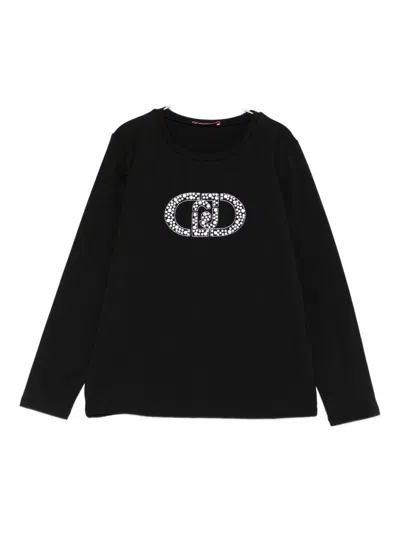 Liujo Kids' Long-sleeved T-shirt With Logo  In Black