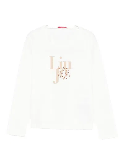 Liujo Kids' Long-sleeved T-shirt With Logo  In White