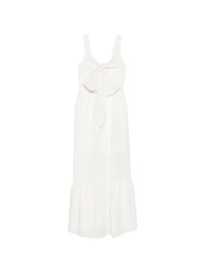 Liujo Long White Dress With Bow Knot
