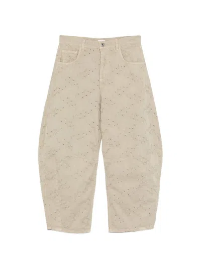 Liujo Pantaloni Baloon Beige Con Ricami  In Neutral