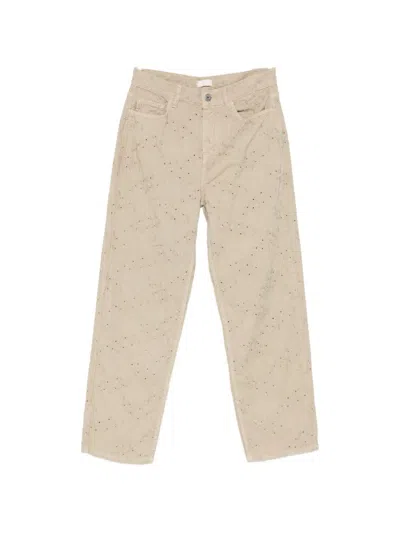 Liujo Pantaloni Beige Con Ricami  In Brown